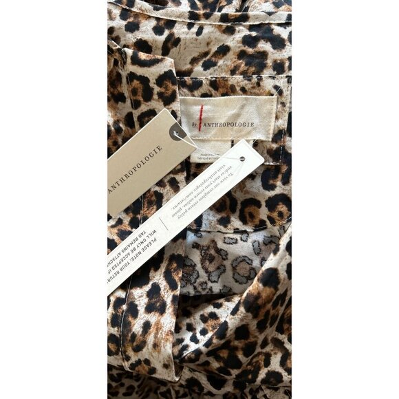 Anthropologie Somerset collection Maxi Dress Leopard Print Short Sleeves & Smock - Picture 9 of 10